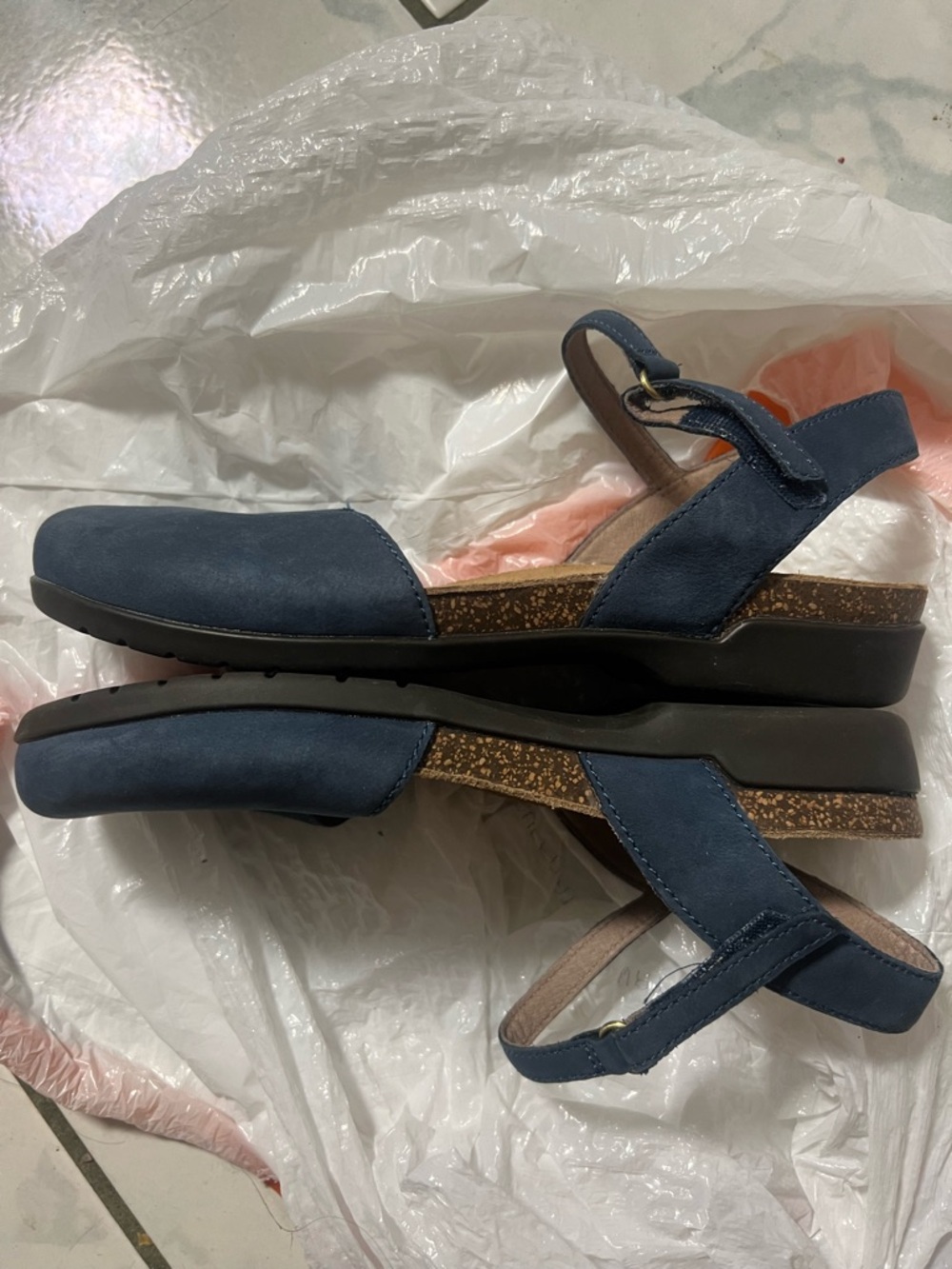 Dansko Rowan sandals navy Maryjane milled nubuck Sz 38 - Picture 4 of 4